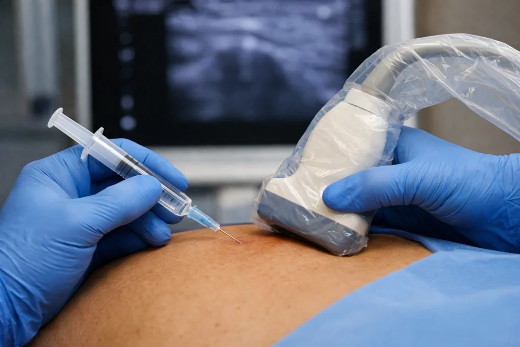 Nerve block injection being administered
