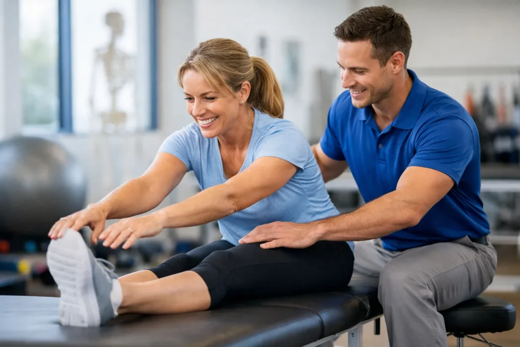 Patient during a physical therapy session