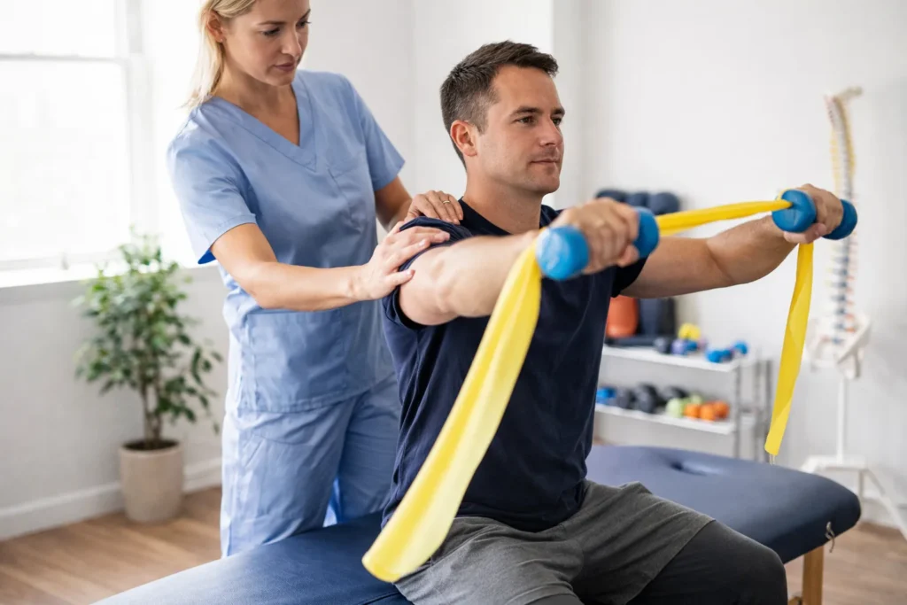 Physical therapy session for back pain relief